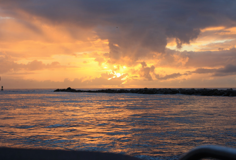 SUNRISE!  Leaving Lake worth.  First day on the ocean in a loooong time.